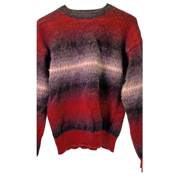 Nautica Other - Retro 90s Grunge Men's Medium Fuzzy Wool Ombre Stripe Pullover Sweater Indie Y2K